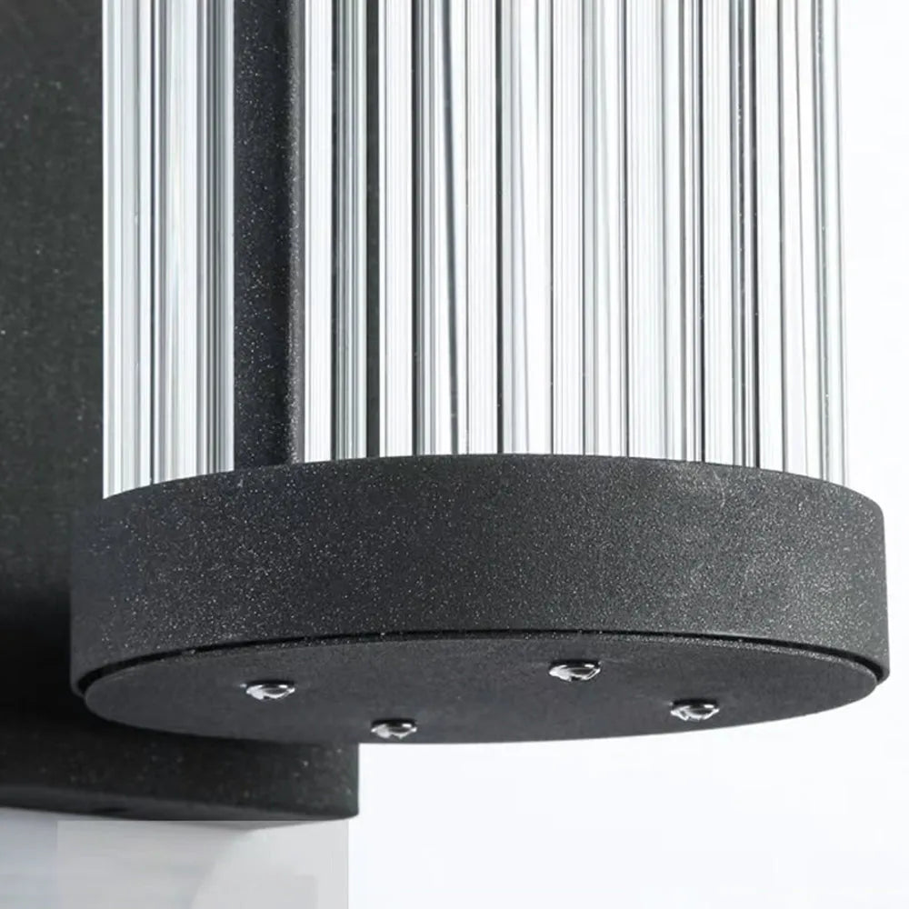 Lampe murale extérieure moderne semi-cylindrique en métal/verre