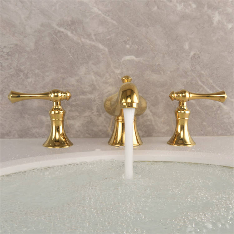 Robinet mitigeur de lavabo extensible Art déco Golveran en or poli