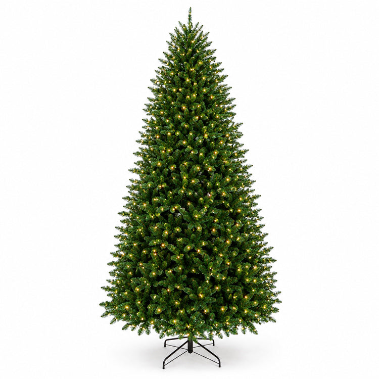 Sapin de Noël traditionnel Fenmara en PVC de 12 ft avec éclairage intégré