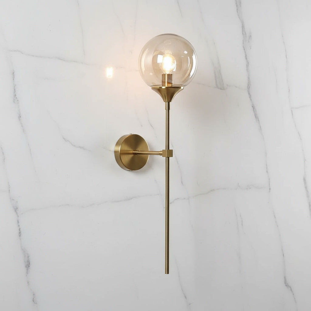 Applique murale Velmira mi-siècle à globe en verre