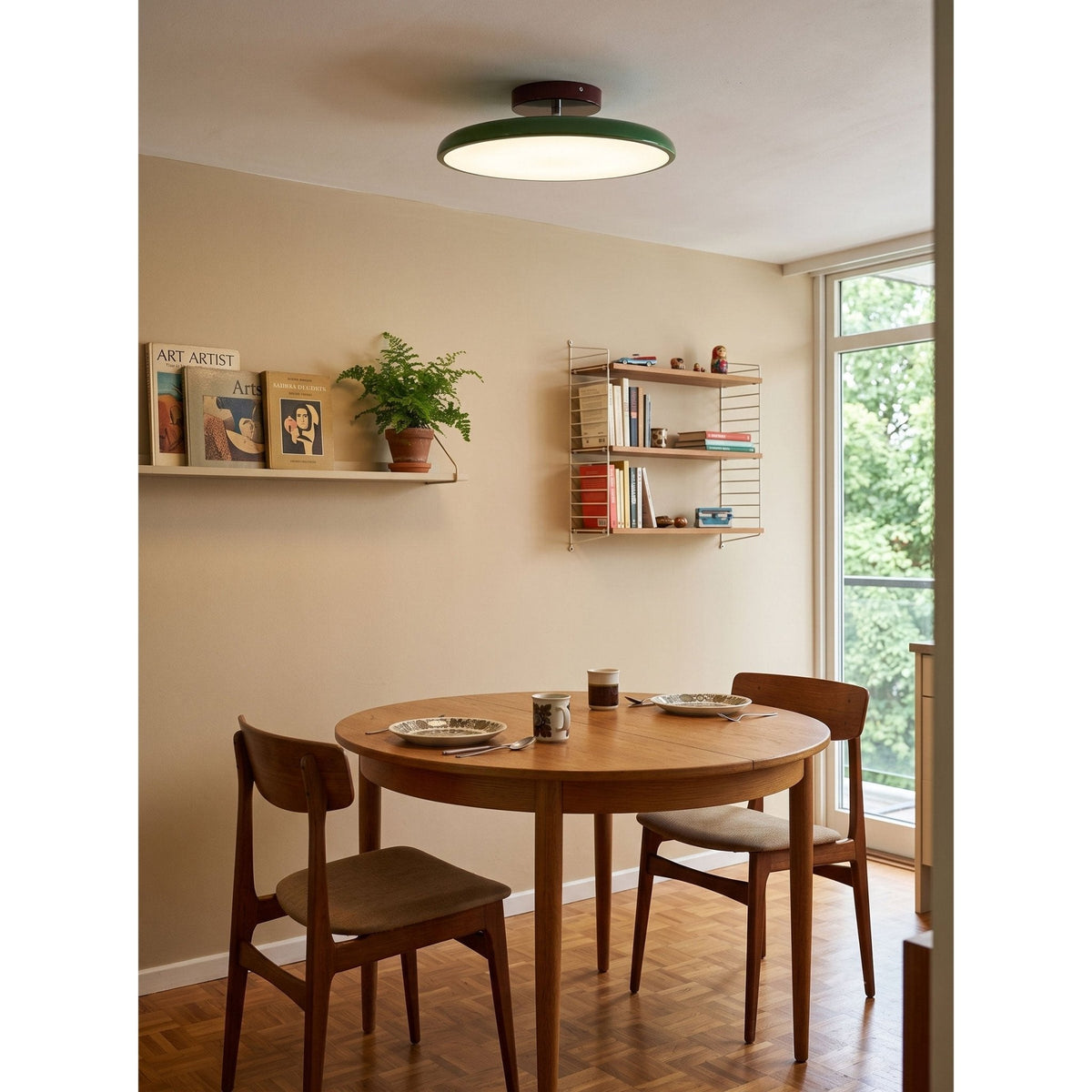 Plafonnier rond en bois orientable