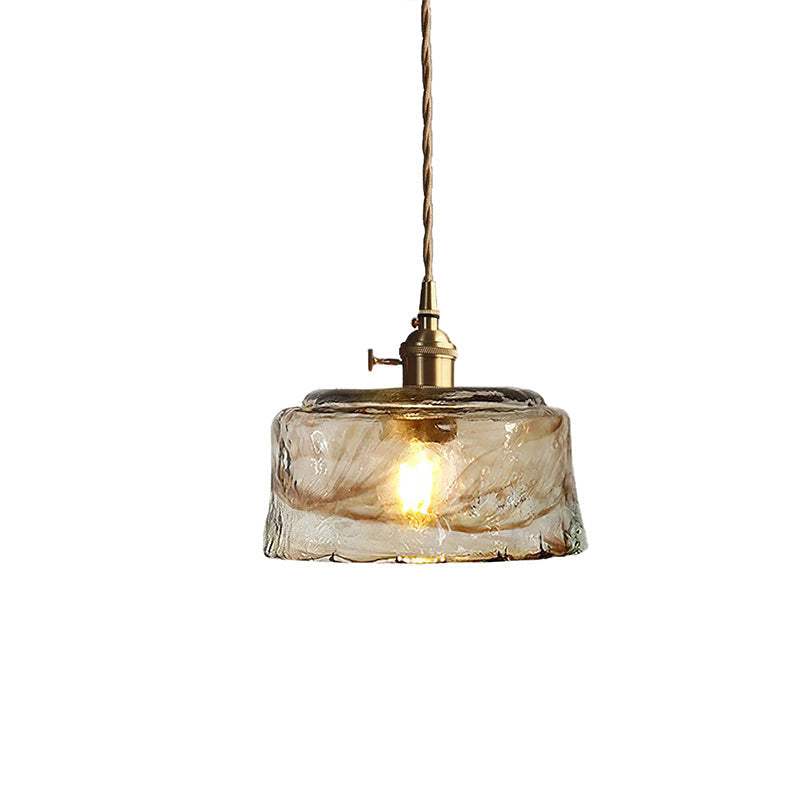 Suspension vintage en laiton et ambre