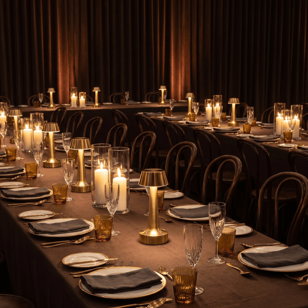 Lampe de table sans fil conique en laiton