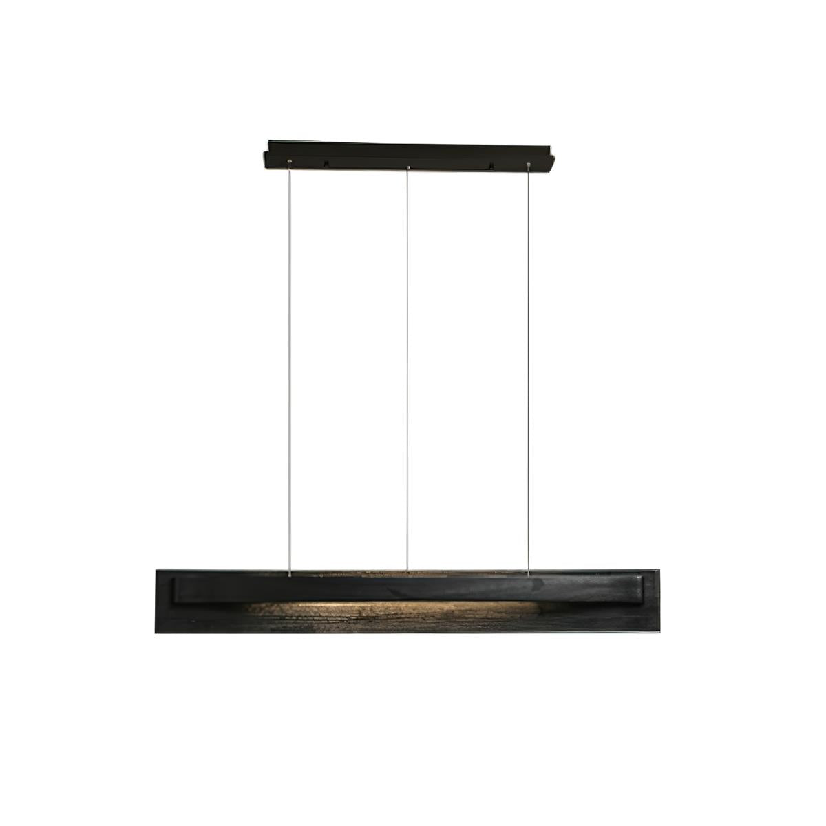 Lustre linéaire en bois et LED