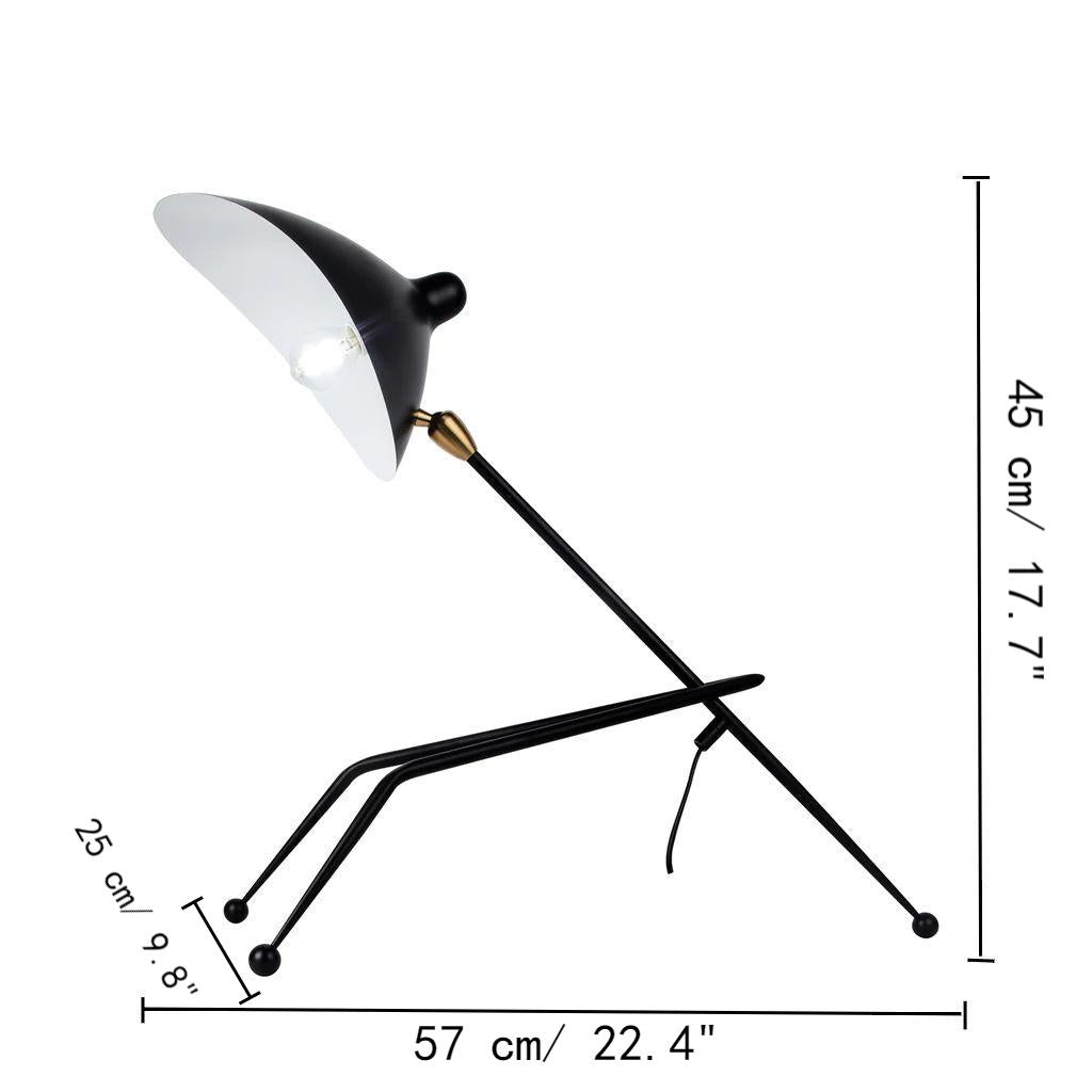 Lampe de table trépied en métal moderne