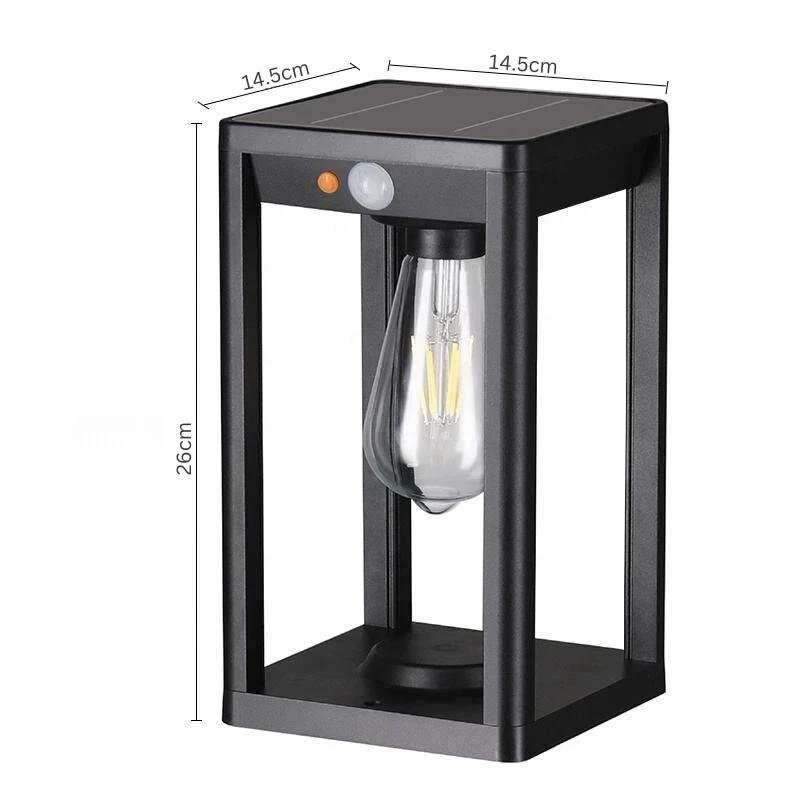 Lampe de colonne extérieure solaire à LED avec détecteur de mouvement