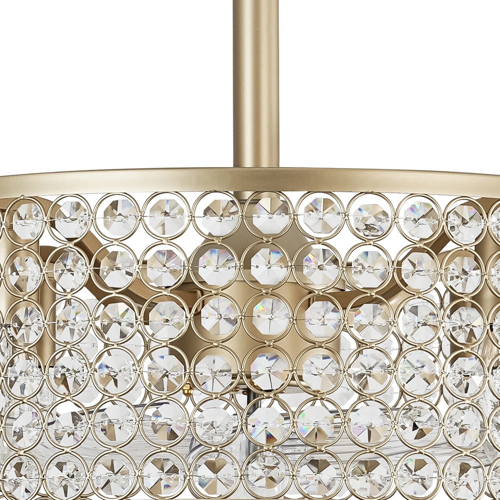Ventilateur de plafond moderne avec lumière en cristal