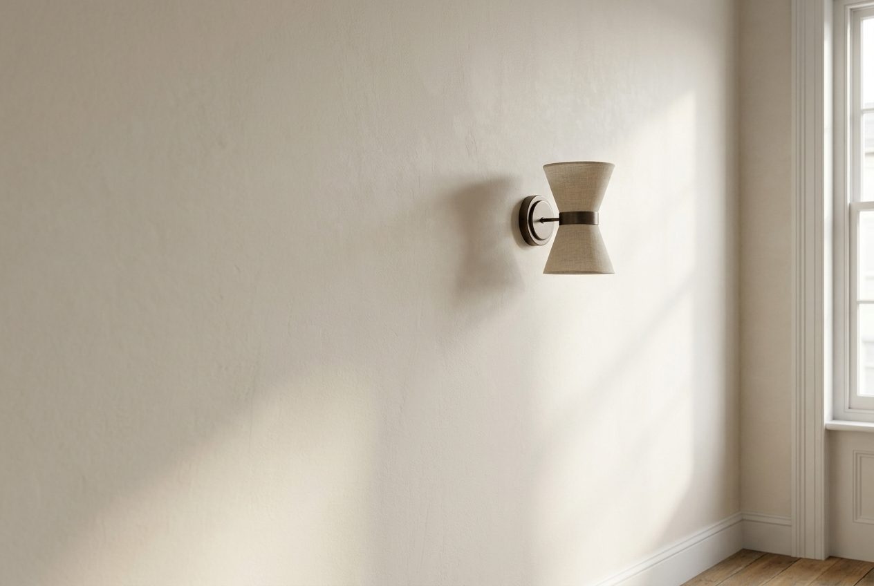 Applique murale en bronze et en lin diffusant une douce lumière