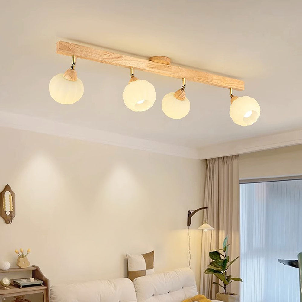Spot encastré minimaliste crème et bois pour plafond