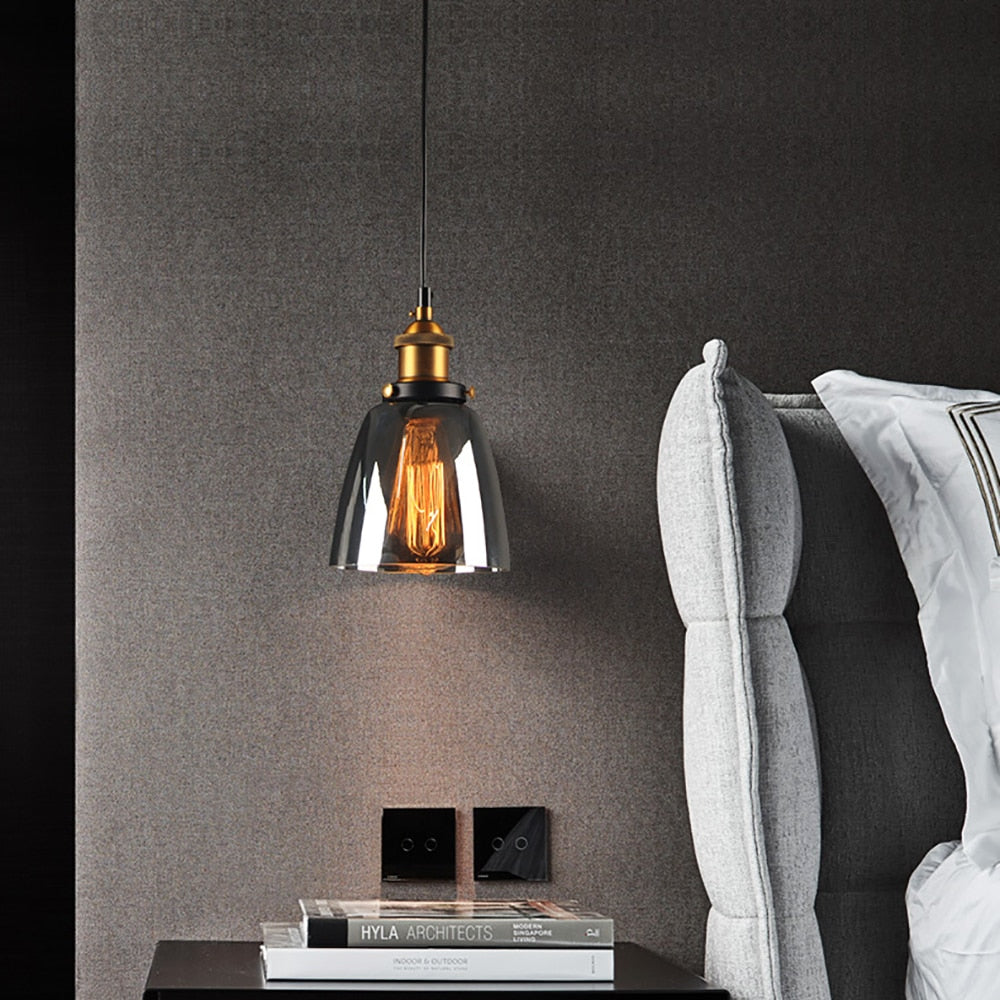 Lampe suspendue transparente de chevet