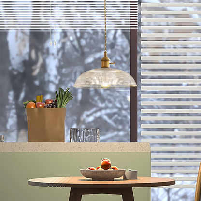 Suspension rétro en verre côtelé