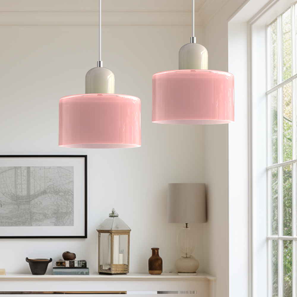 Petite lampe suspendue en verre de style Bauhaus