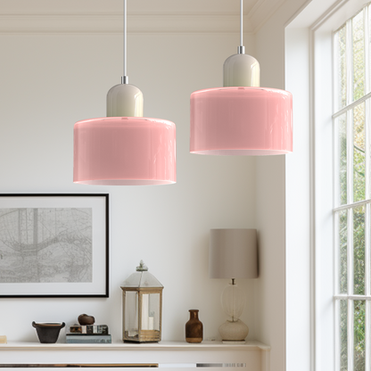 Petite lampe suspendue en verre de style Bauhaus
