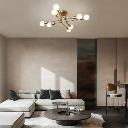 Plafonnier en fer à grappes dorées