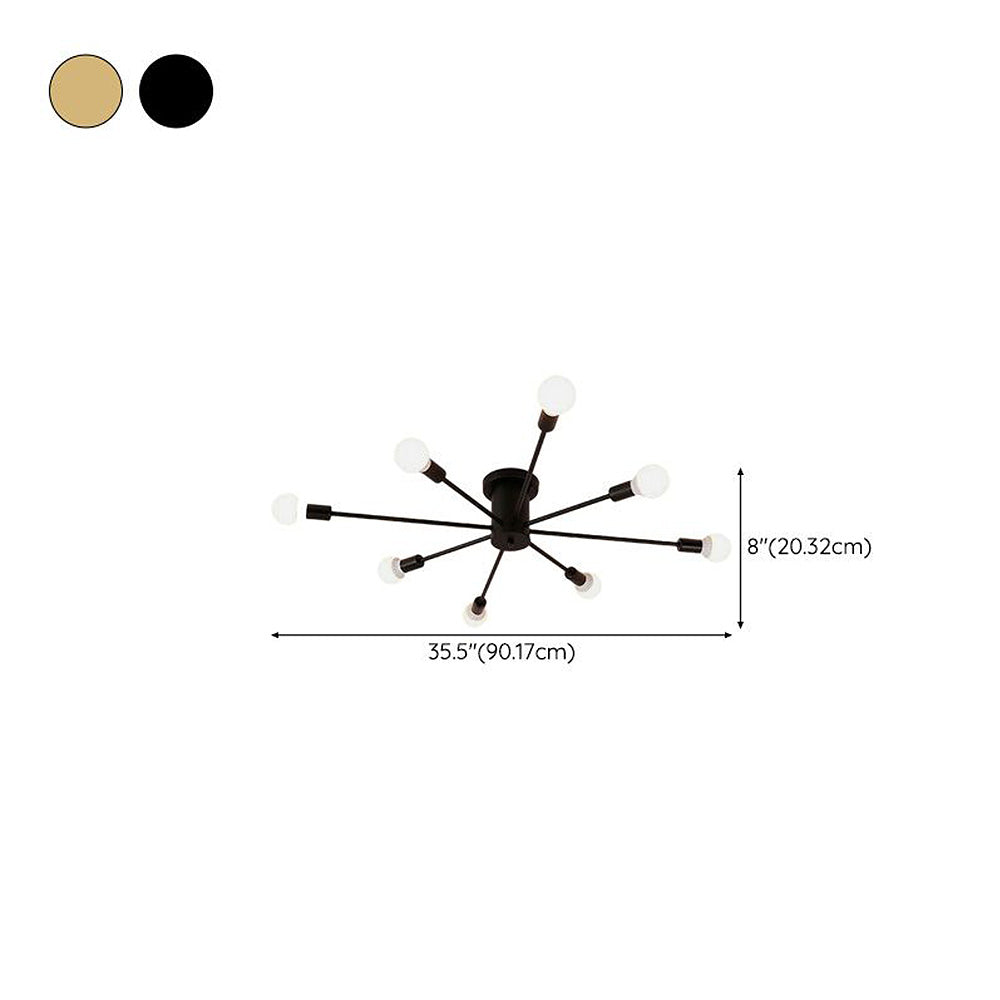 Lustre de chambre en fer doré