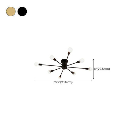 Lustre de chambre en fer doré