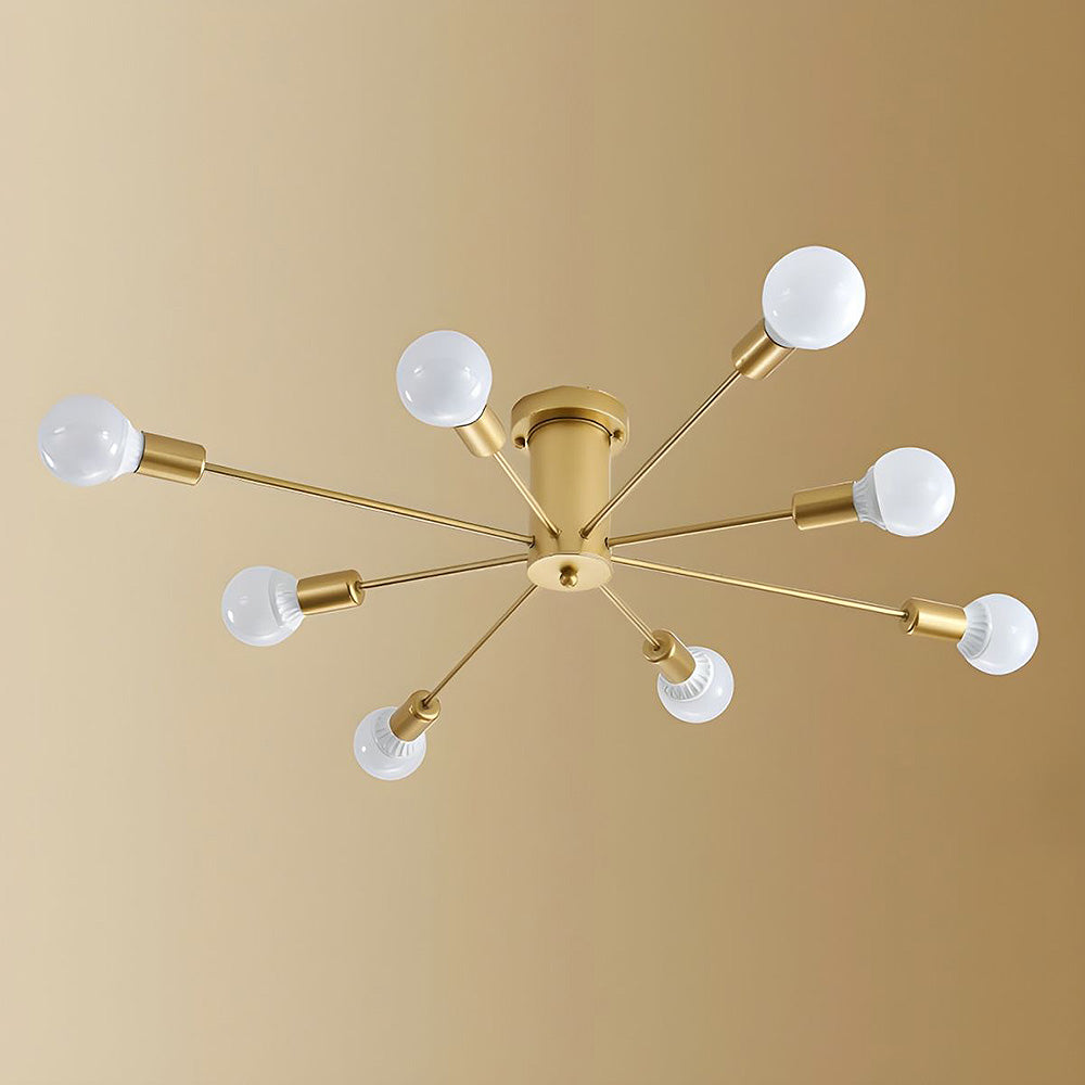 Lustre de chambre en fer doré