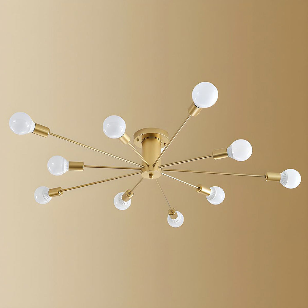 Lustre de chambre en fer doré