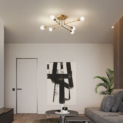 Plafonnier en fer à grappes dorées