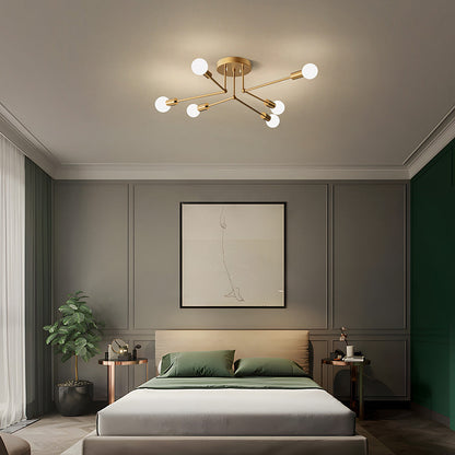 Plafonnier en fer à grappes dorées