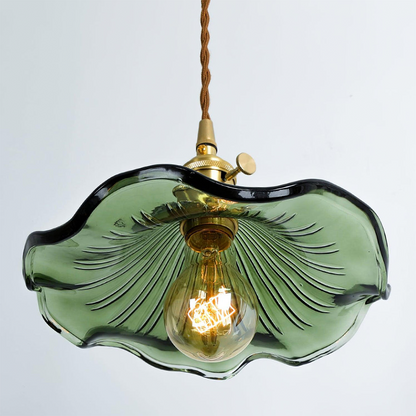 Lampe suspendue en verre à motif floral