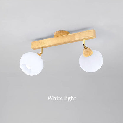 Spot encastré minimaliste crème et bois pour plafond