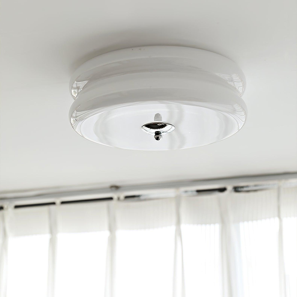 Plafonnier Art Déco crème en forme de gâteau