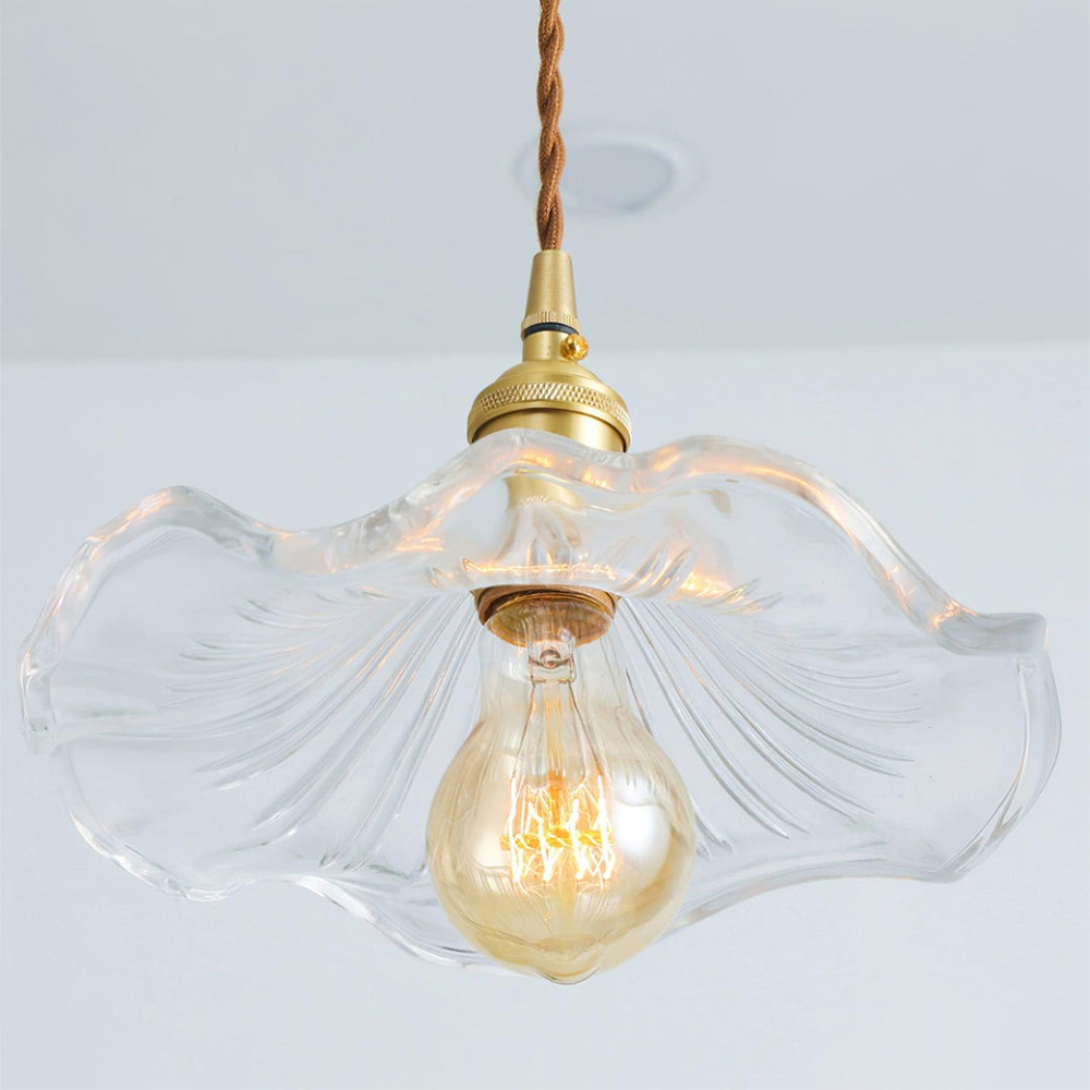 Lampe suspendue en verre à motif floral