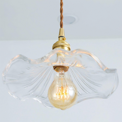 Lampe suspendue en verre à motif floral