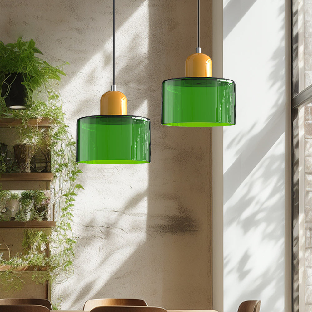 Petite lampe suspendue en verre de style Bauhaus