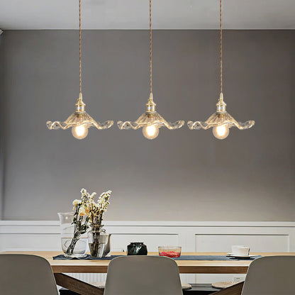 Lampe suspendue en verre à motif floral