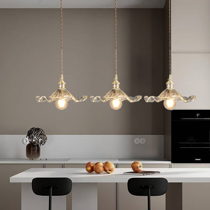 Lampe suspendue en verre à motif floral