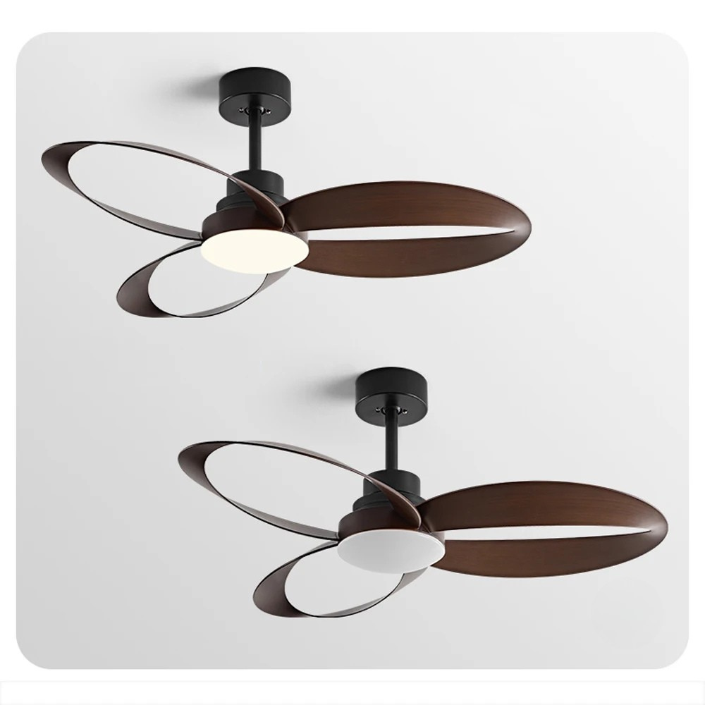 Ventilateur de plafond moderne à LED avec pales en bois