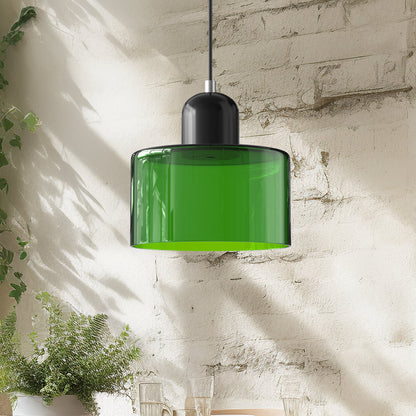 Petite lampe suspendue en verre de style Bauhaus