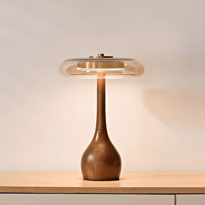 Lampe à poser en noyer style mi-siècle moderne Quilven