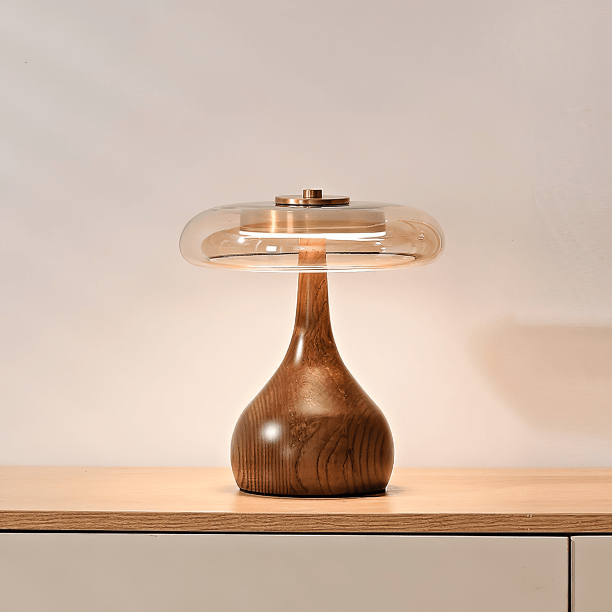 Lampe à poser en noyer style mi-siècle moderne Quilven
