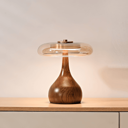 Lampe à poser en noyer style mi-siècle moderne Quilven