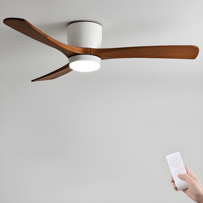 Ventilateur de plafond moderne en bois avec lumière LED