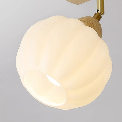 Spot encastré minimaliste crème et bois pour plafond