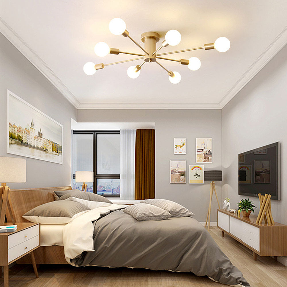 Lustre de chambre en fer doré