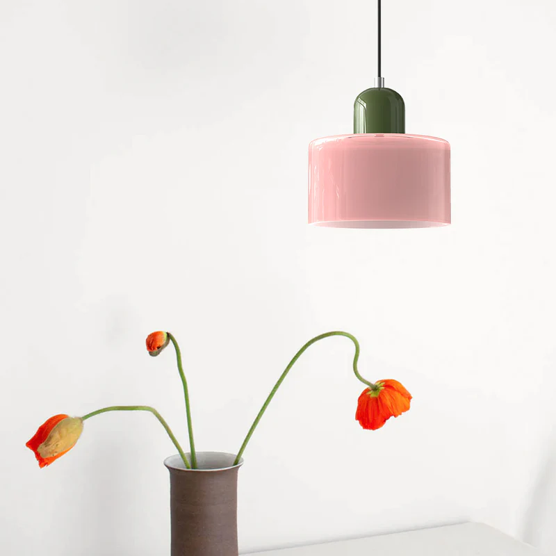 Petite lampe suspendue en verre de style Bauhaus