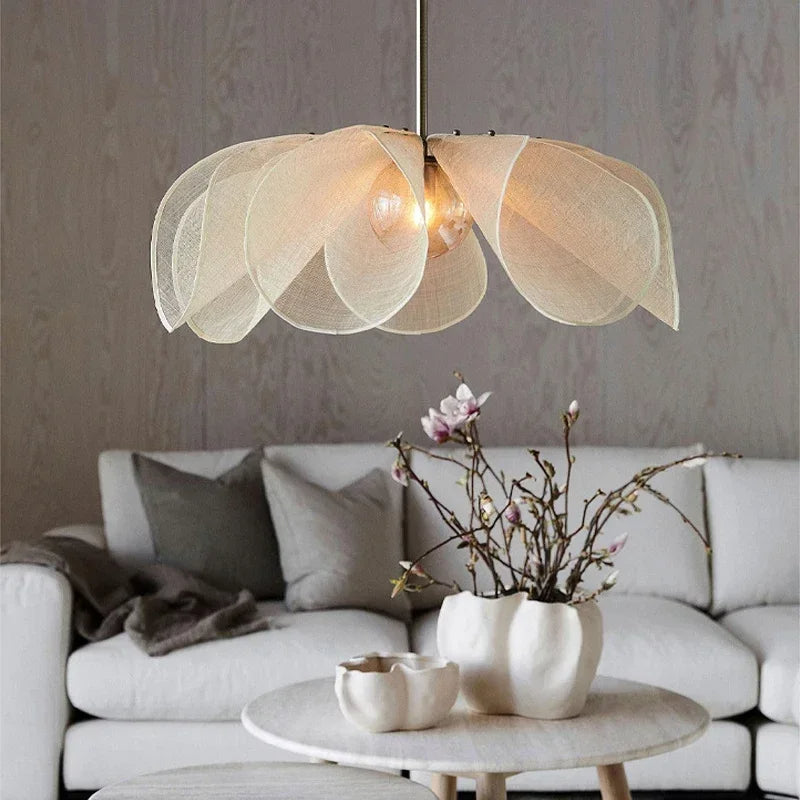 Lampe suspension en tissu vintage
