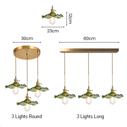 Lampe suspendue en verre à motif floral
