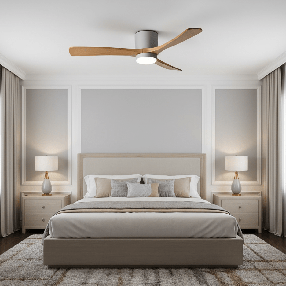 Ventilateur de plafond moderne en bois avec lumière LED