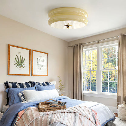 Plafonnier Art Déco crème en forme de gâteau