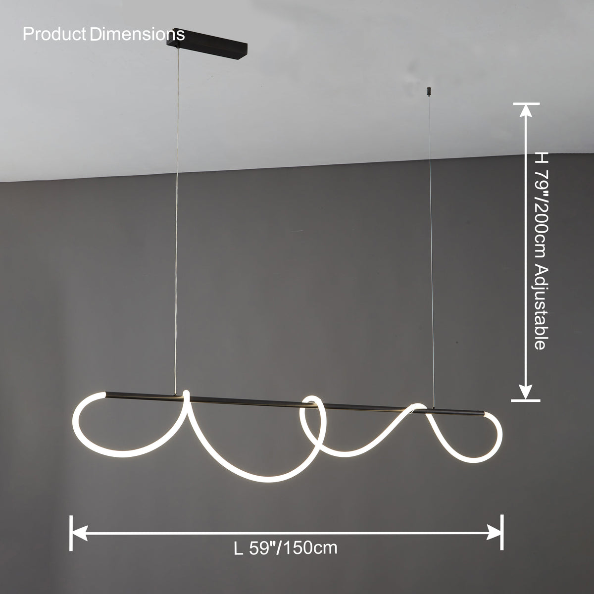 Suspension LED moderne avec motif en corde