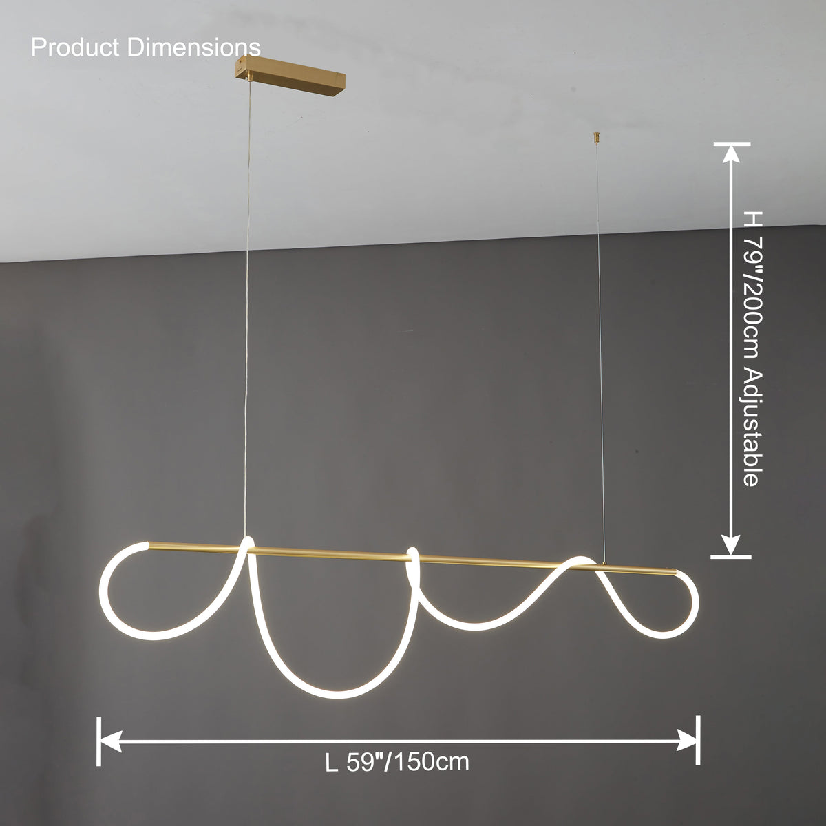 Suspension LED moderne avec motif en corde