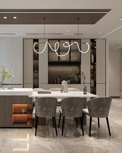 Suspension LED moderne avec motif en corde