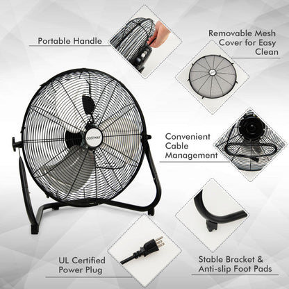 Ventilateur industriel de sol à haute vitesse de 20 pouces