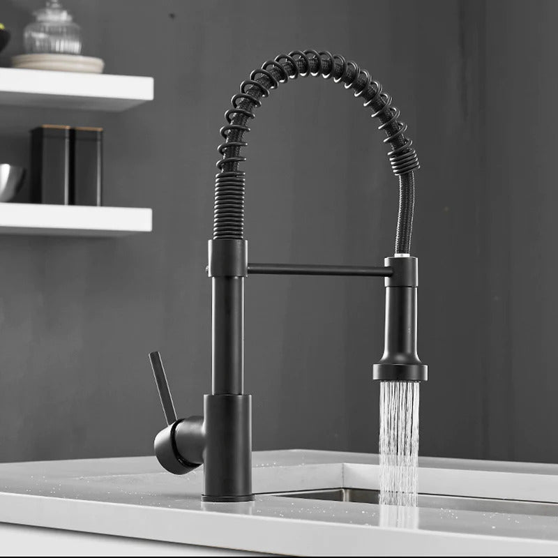 Robinet de cuisine moderne avec pulvérisateur à ressort escamotable